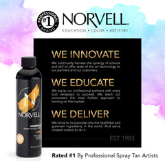 Norvell Cosmo spray in use on arm demonstrating quick, even coverage