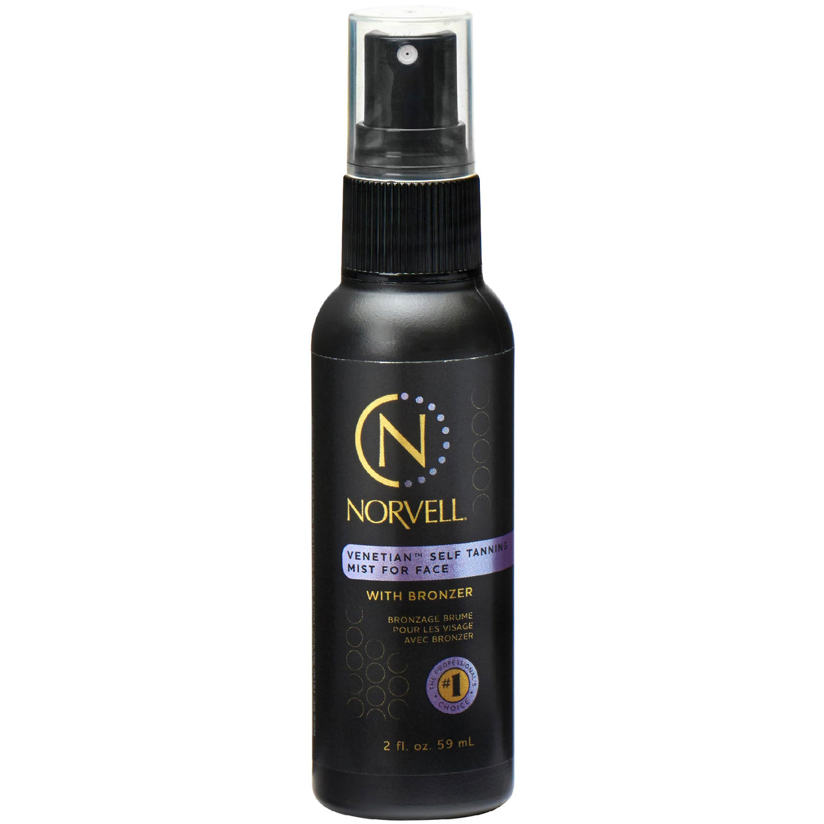 Norvell face mist front packaging showing compact bronzing bottle and quick application benefit