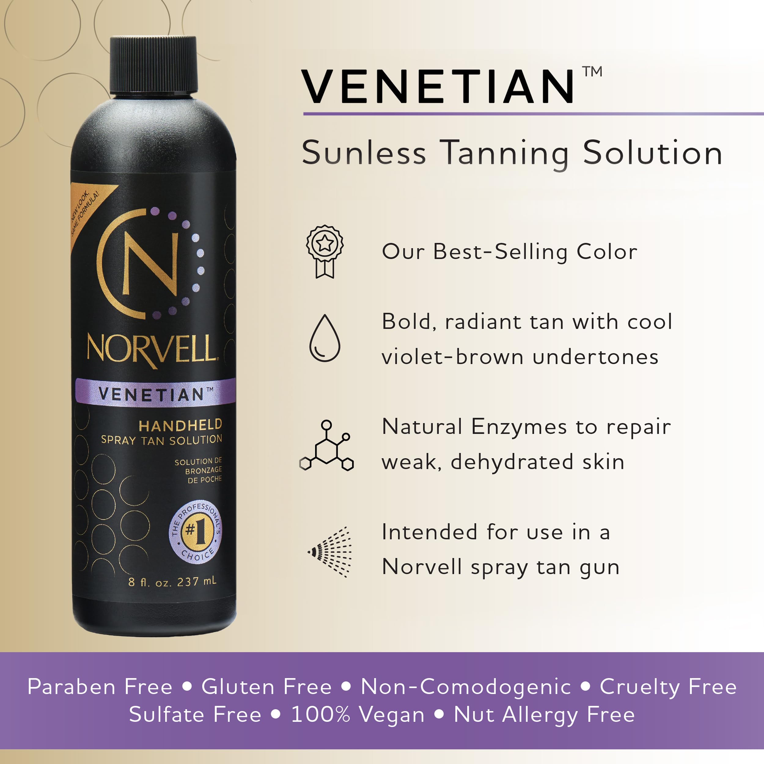 Norvell Venetian bottle angled to show size and professional design
