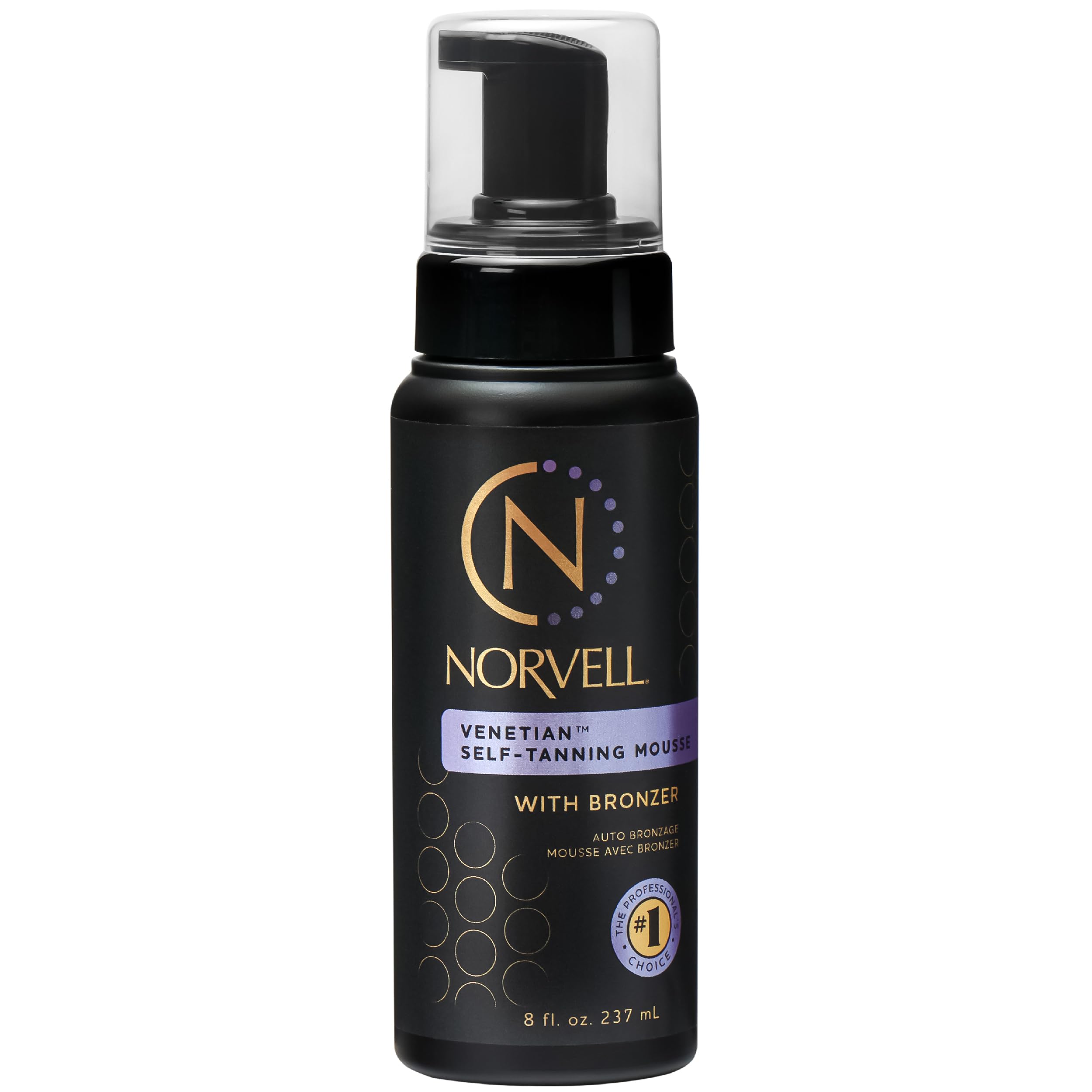 Norvell bottle front view showing packaging and easy-to-use pump