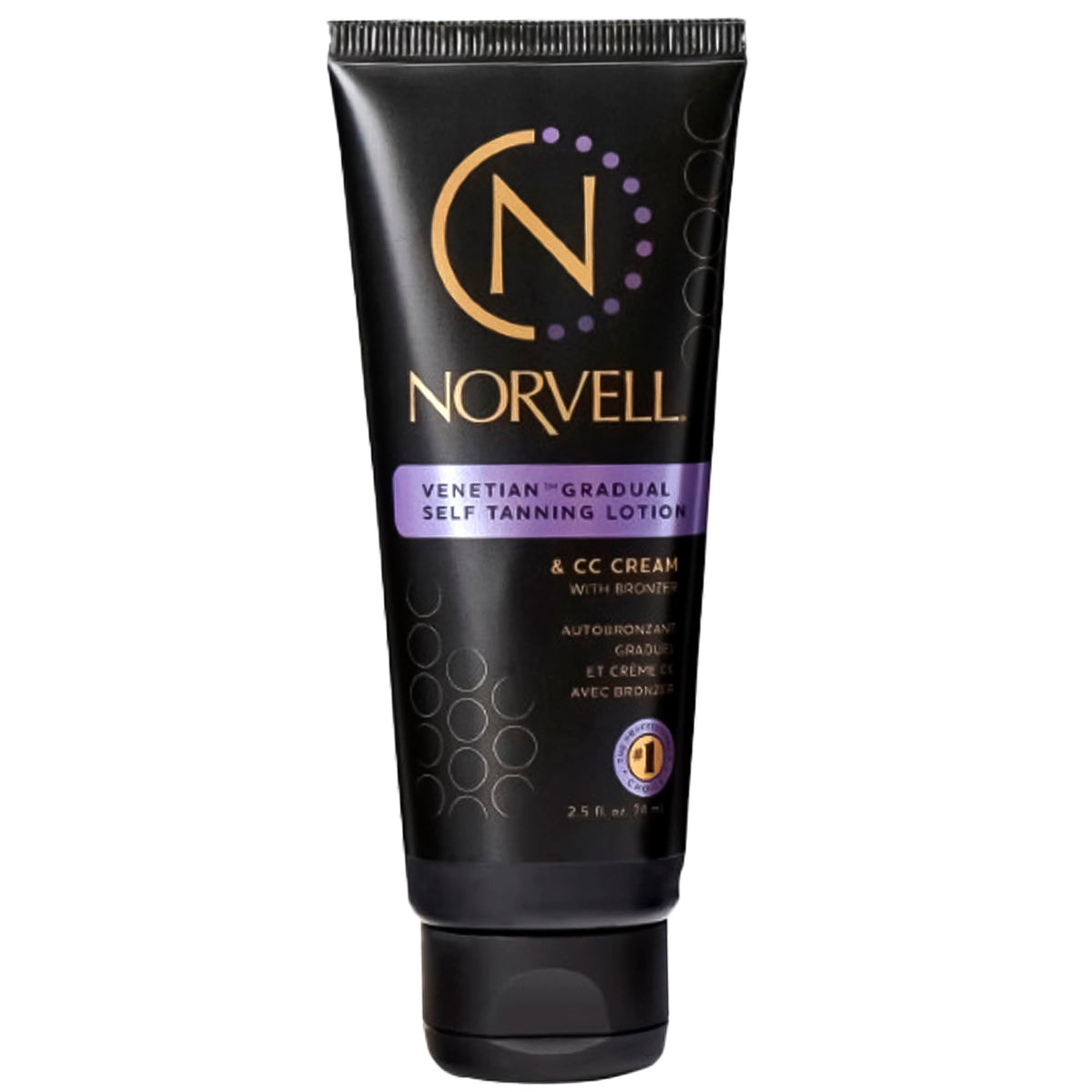 Norvell bottle front view showing travel-size packaging and easy use benefits