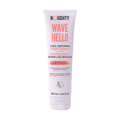 Noughty bottle front view showing label and 8.4fl oz size, promotes curl definition