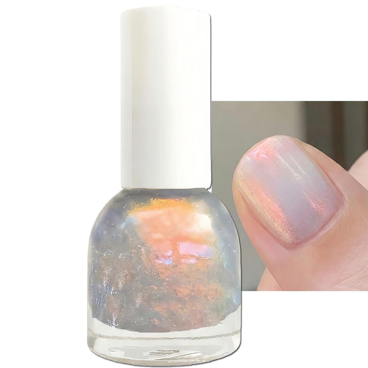 NovaCharm front bottle photo showing clear shimmer and elegant packaging benefit: visible pearlescent gloss