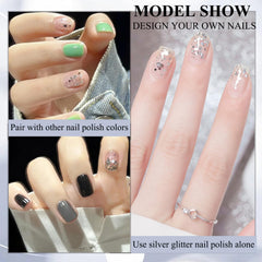 NovaCharm before and after nails demonstrating dramatic sparkle transformation