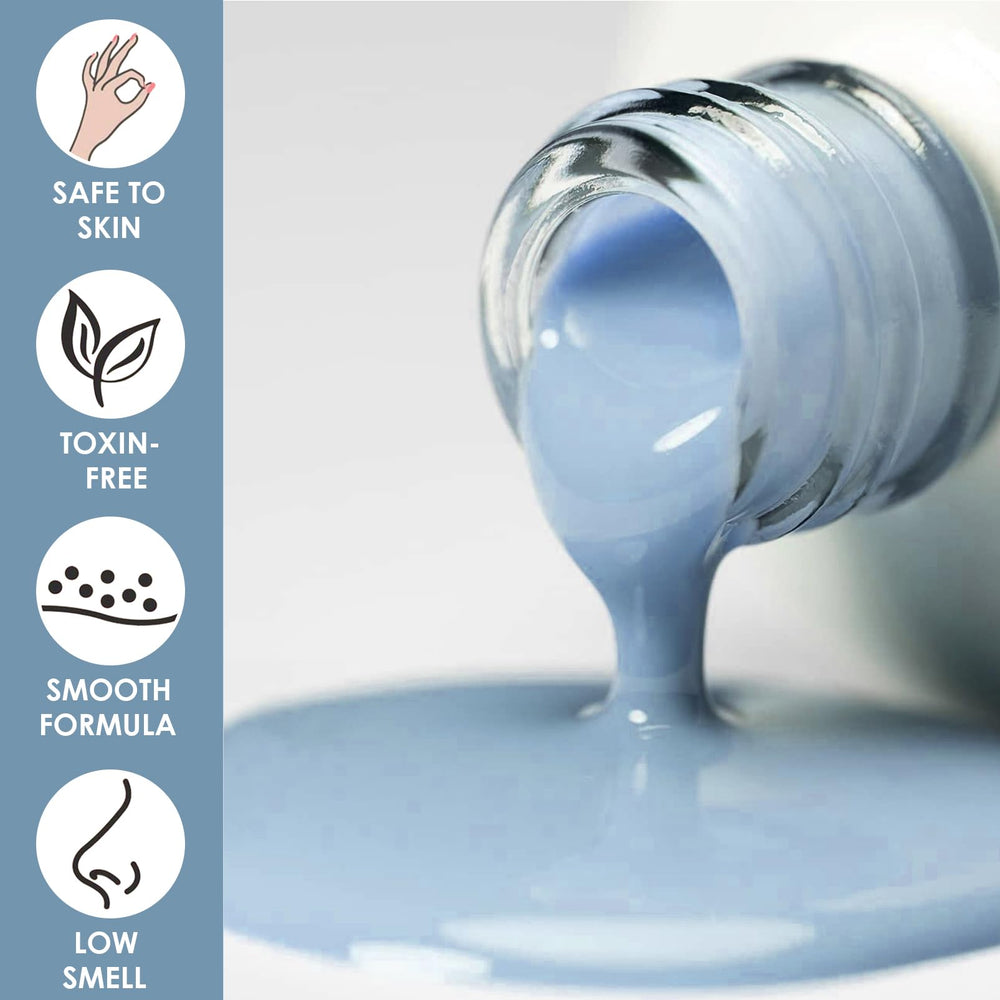 NovaCharm brush pulling a smooth blue stroke to demonstrate easy, even application benefit