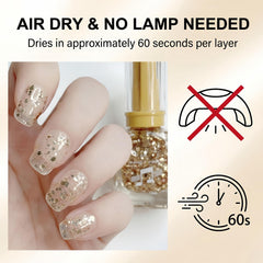NovaCharm close-up of chunky gold and silver flakes for dimensional sparkle benefit