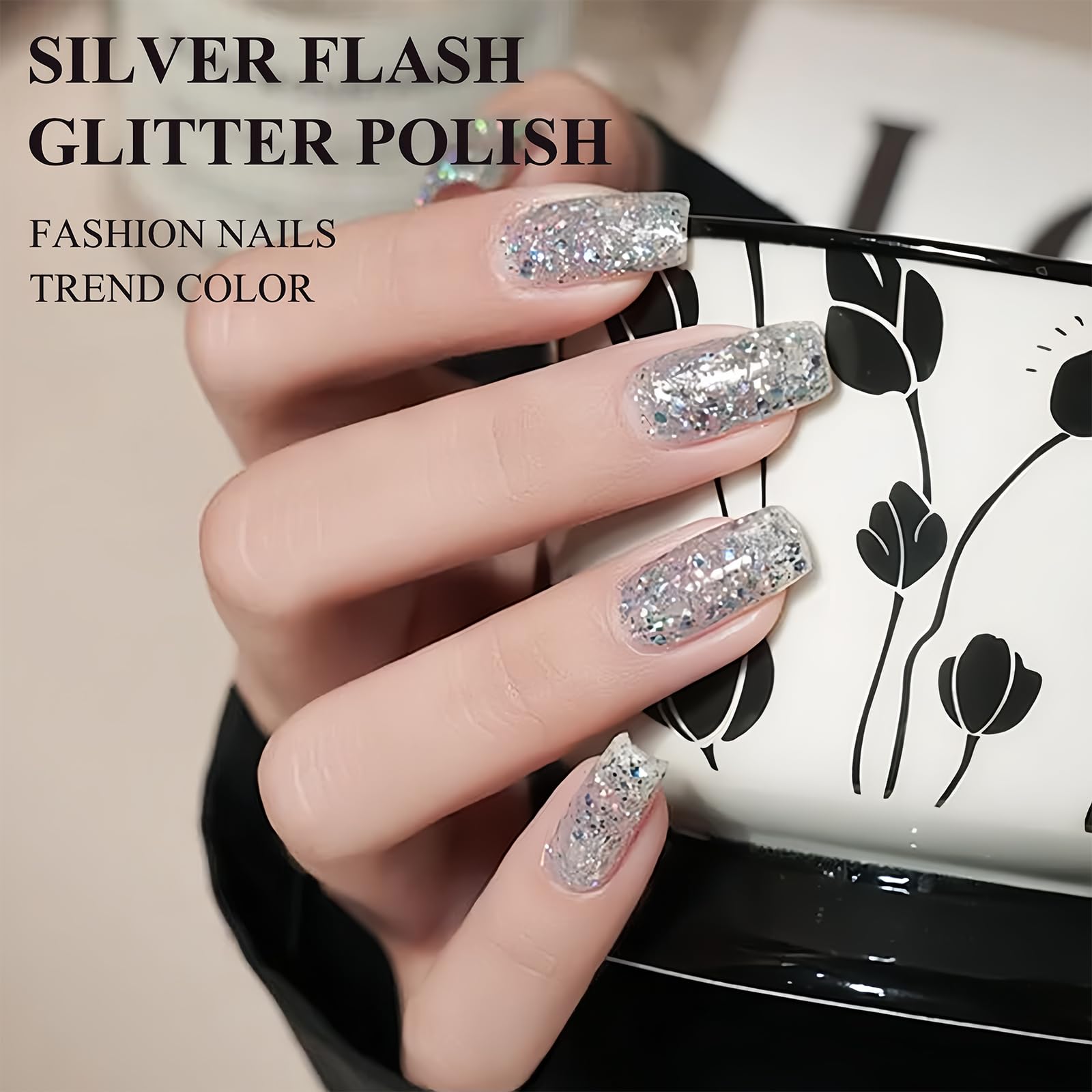 NovaCharm close-up of holographic glitter particles for dazzling diamond-like shine