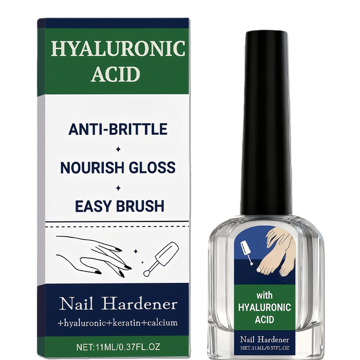 NovaCharm front bottle showing clear glossy nail treatment benefits