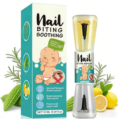 NovaCharm front bottle showing clear 10ml bitter polish and child-safe design