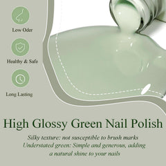 NovaCharm swatch on fingernails demonstrating true sage green color payoff