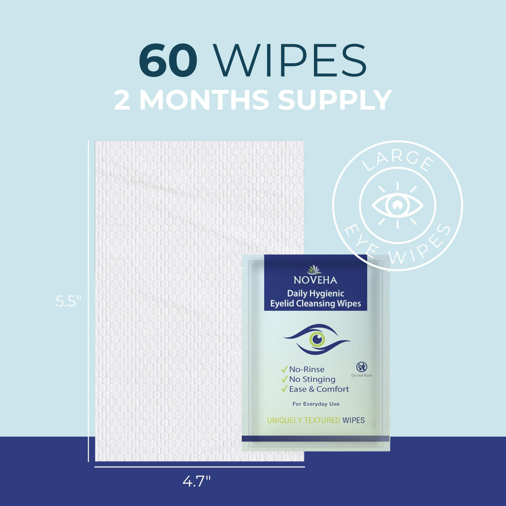 NOVEHA two-pack box beside a hand for size and quantity comparison benefit