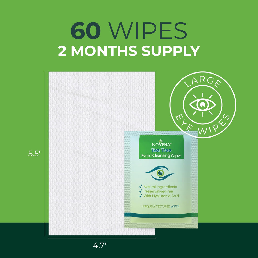 NOVEHA wipe removing eye makeup demonstrating gentle cleansing benefit
