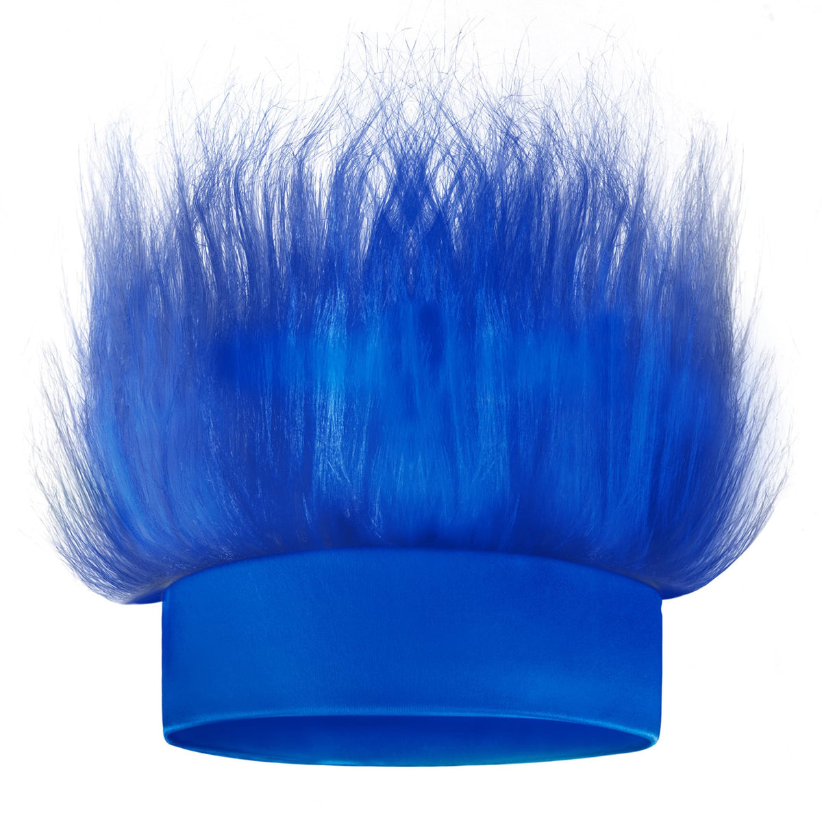 Novelty Place front view of blue hairy headband showing vibrant look and instant costume impact