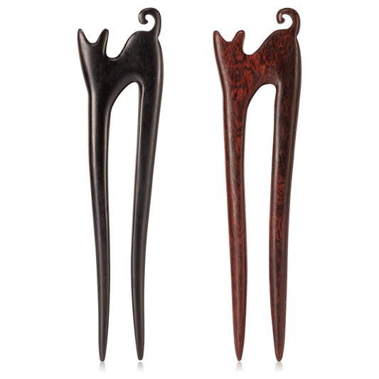 Noverlife ebony and sandalwood hair sticks front view showing color contrast and durable hold