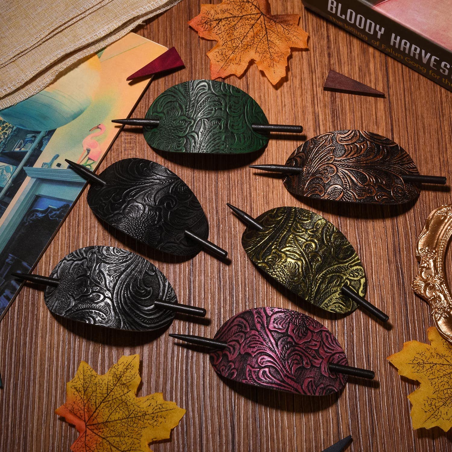 Noverlife barrettes arranged on tabletop flatlay suggesting travel-ready style options