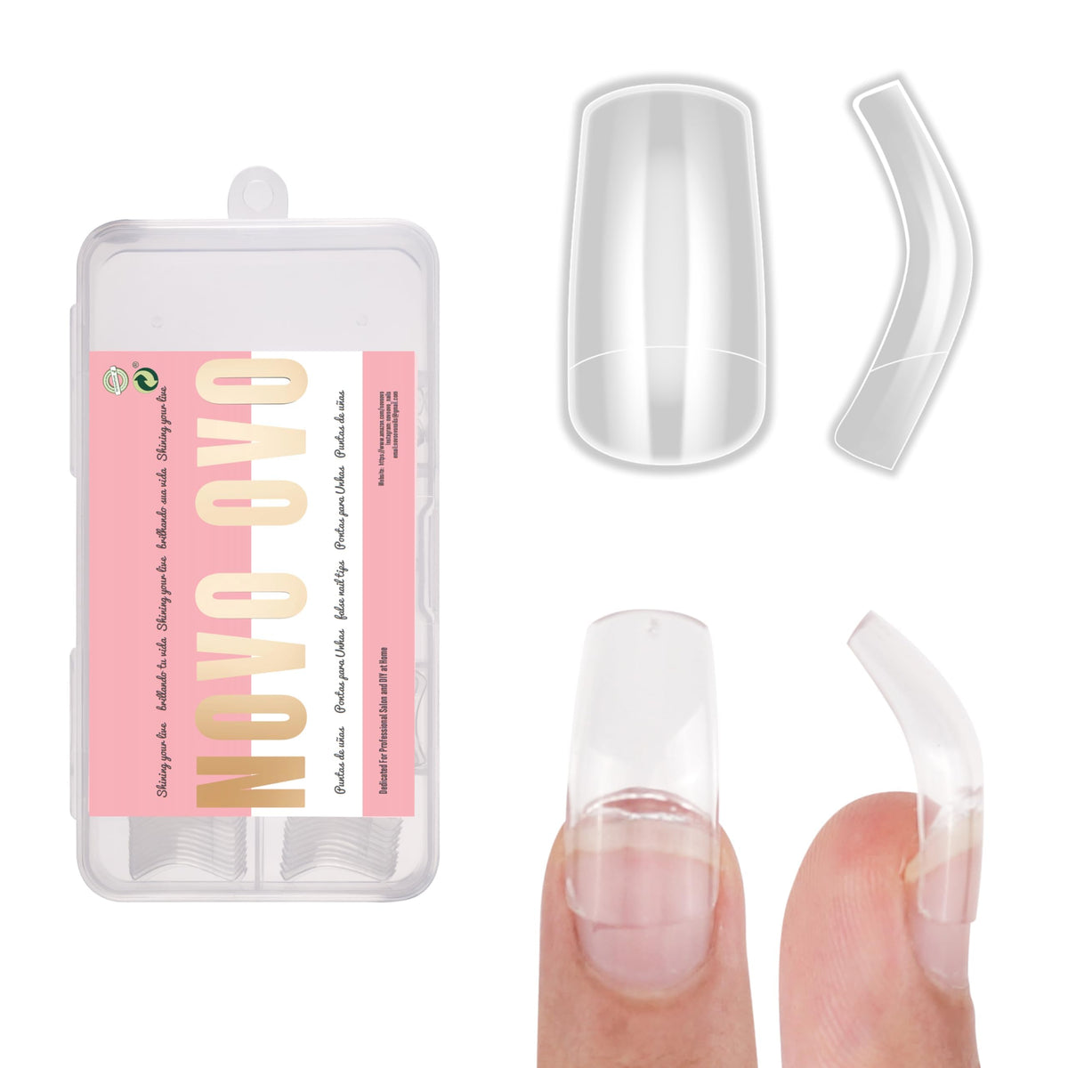 NOVO OVO box front packaging showing 120-piece set and sizes - clear organization benefit