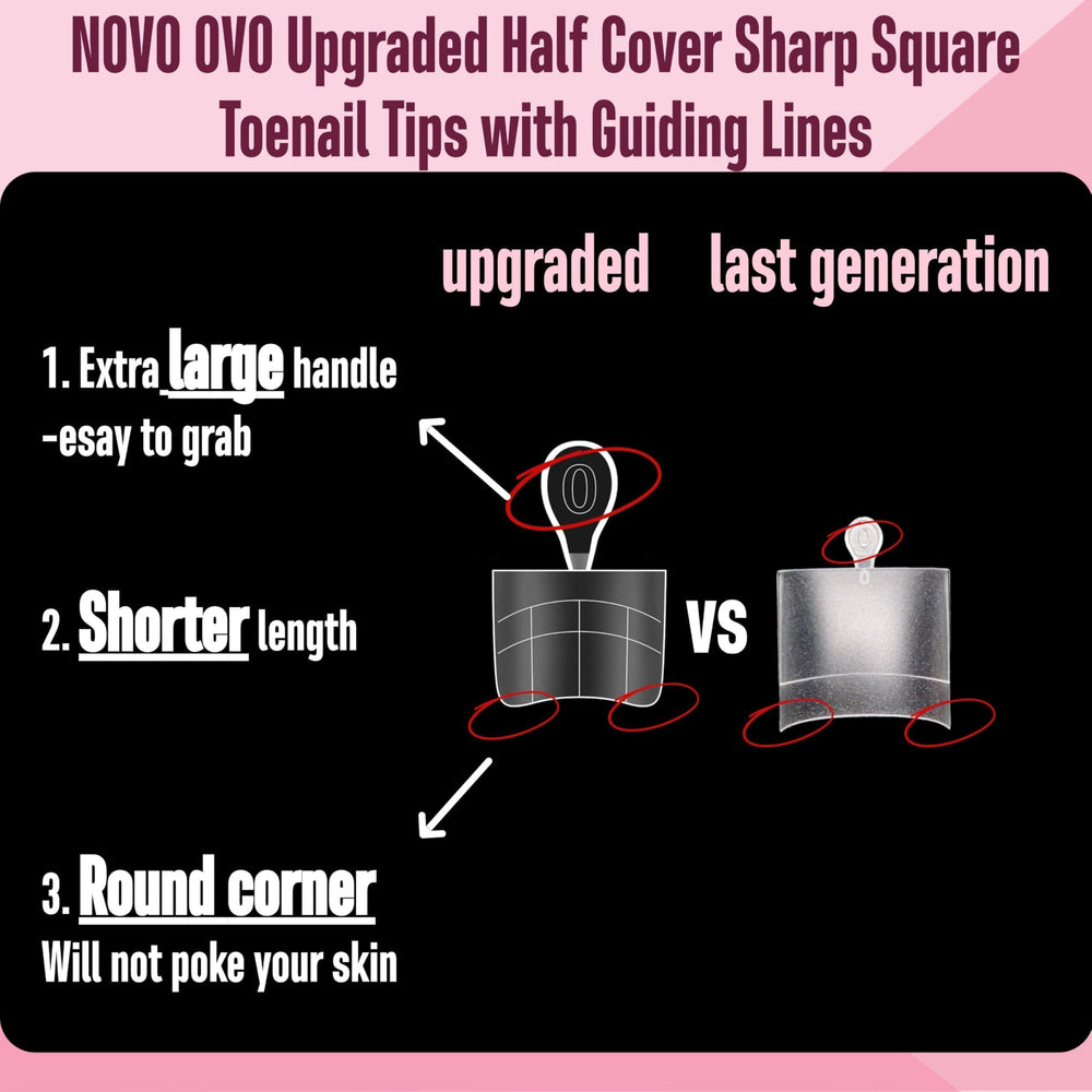 NOVO OVO close-up of guiding lines on a toe tip, enabling precise length and placement