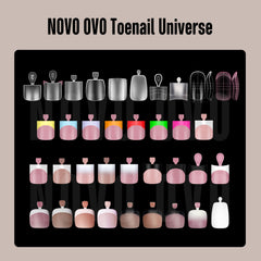 NOVO OVO finished pedicure on toes in lifestyle shot, professional-looking durable result