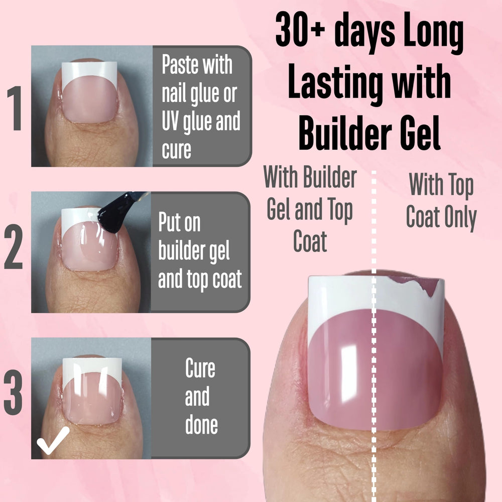 NOVO OVO close-up of white French tip sharp-square highlighting precision