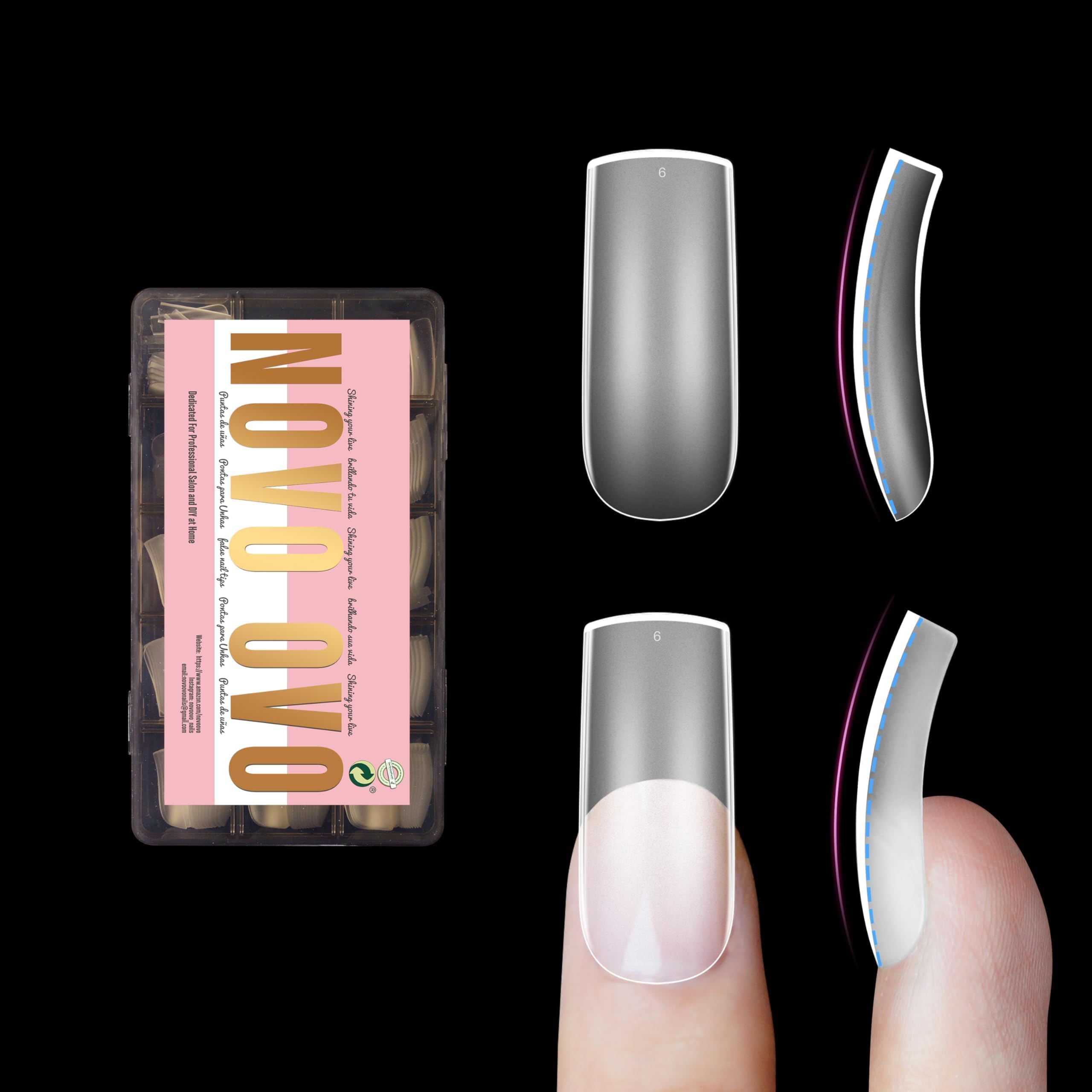 NOVO OVO front packaging showing full 240-piece kit and clear tips offering convenience