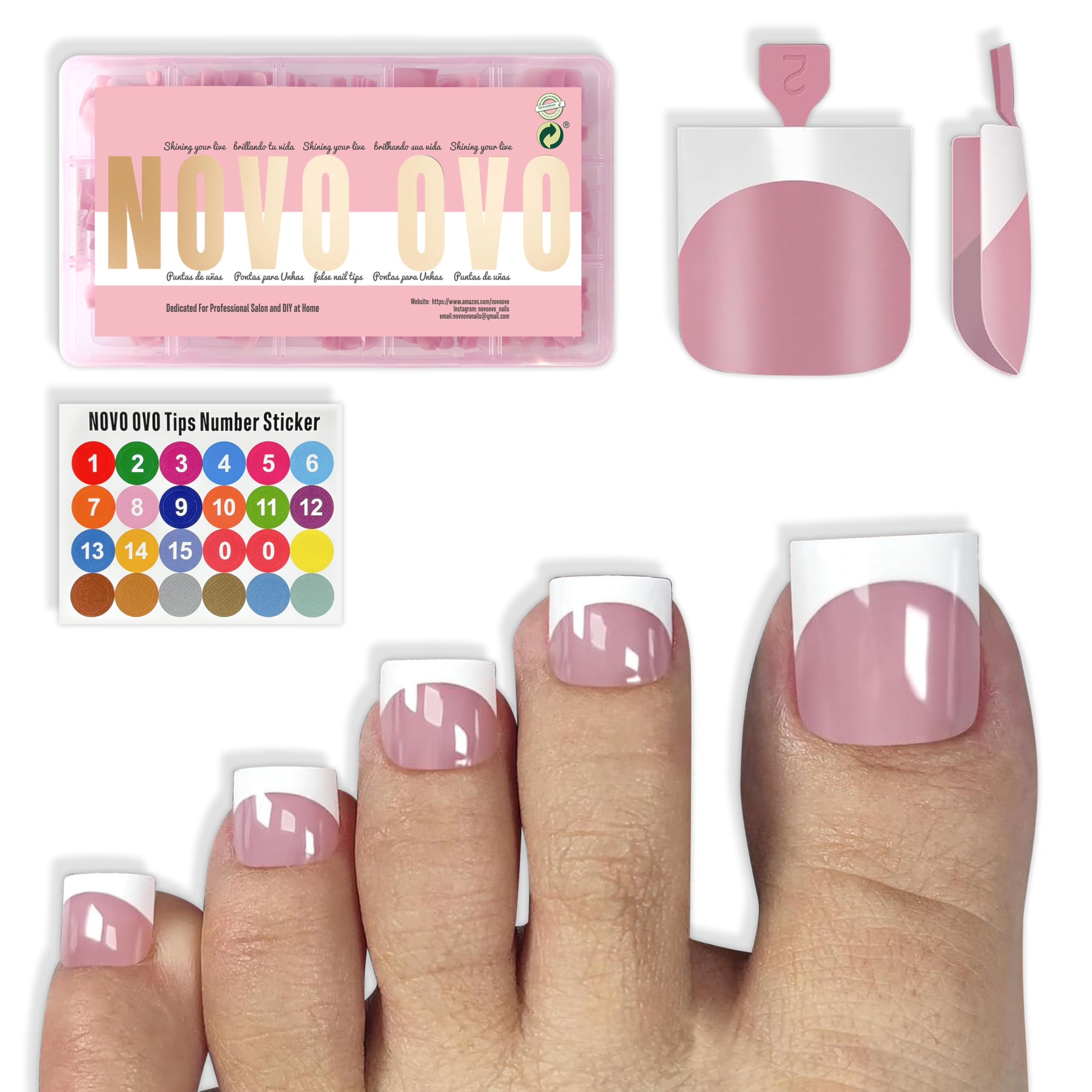 NOVO OVO front packaging showing 150-piece toenail kit and benefits