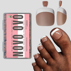 NOVO OVO front packaging showing 360-piece kit and French tips, quick pedicure ready