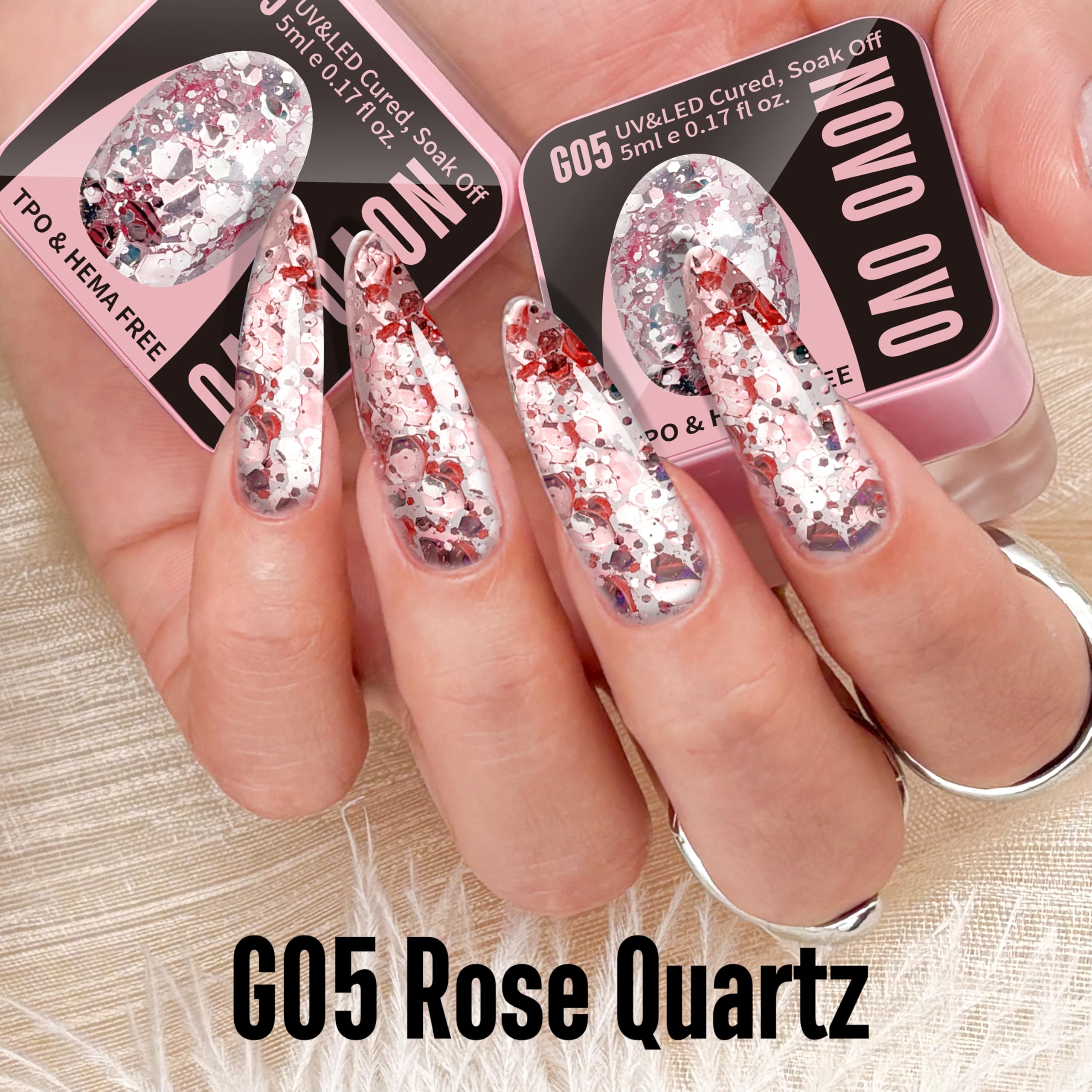 NOVO OVO macro view of holographic sequins and shimmer delivering eye-catching sparkle