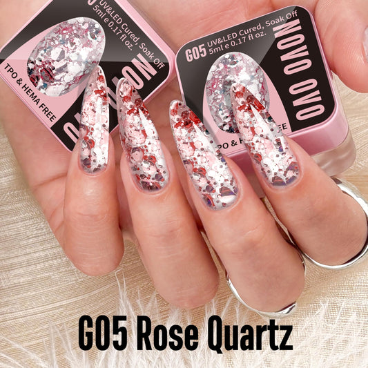 NOVO OVO macro view of holographic sequins and shimmer delivering eye-catching sparkle