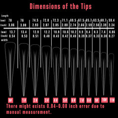 NOVO OVO tips held in hand showing extreme 78mm length for dramatic looks