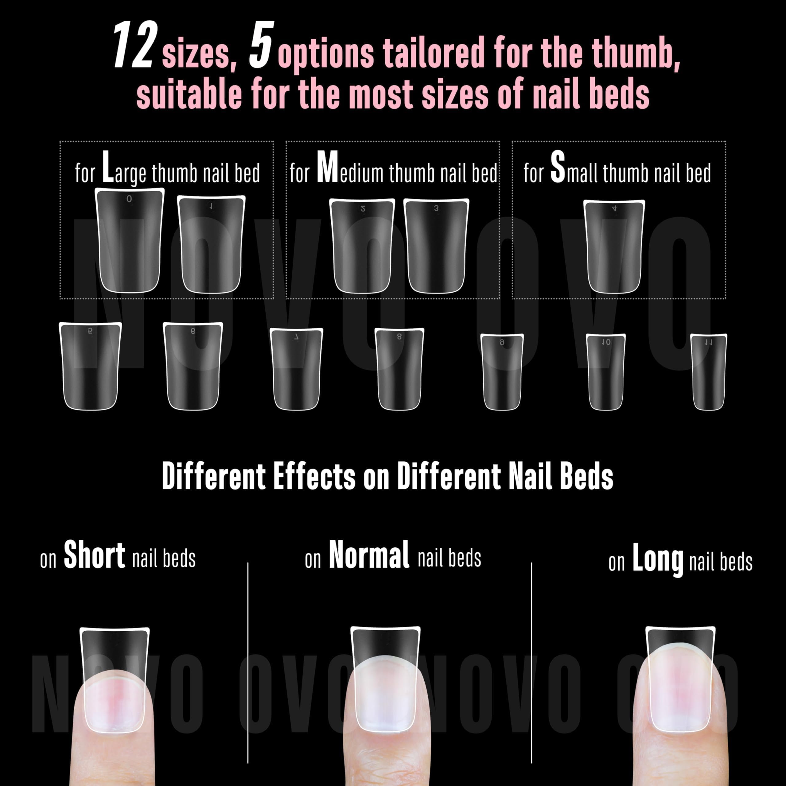 NOVO OVO tips being applied as press-ons for quick salon-style results