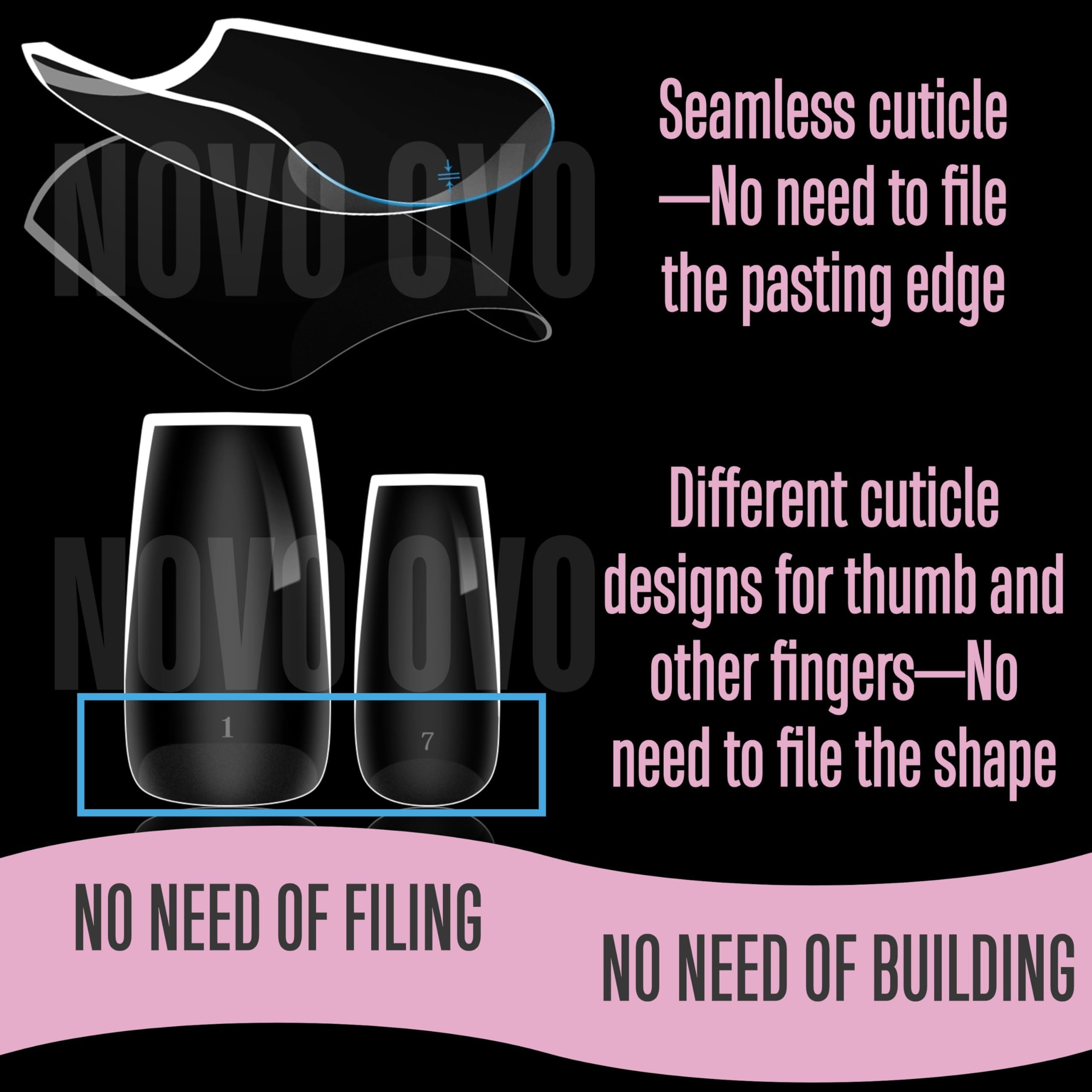 NOVO OVO nail technician pressing on a tip for quick salon use