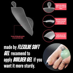 NOVO OVO side view of curved full-cover tip showing ergonomic fit for long nail beds