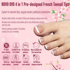 NOVO OVO size chart and 15 sizes displayed, ensures accurate fit and multiple pedicures