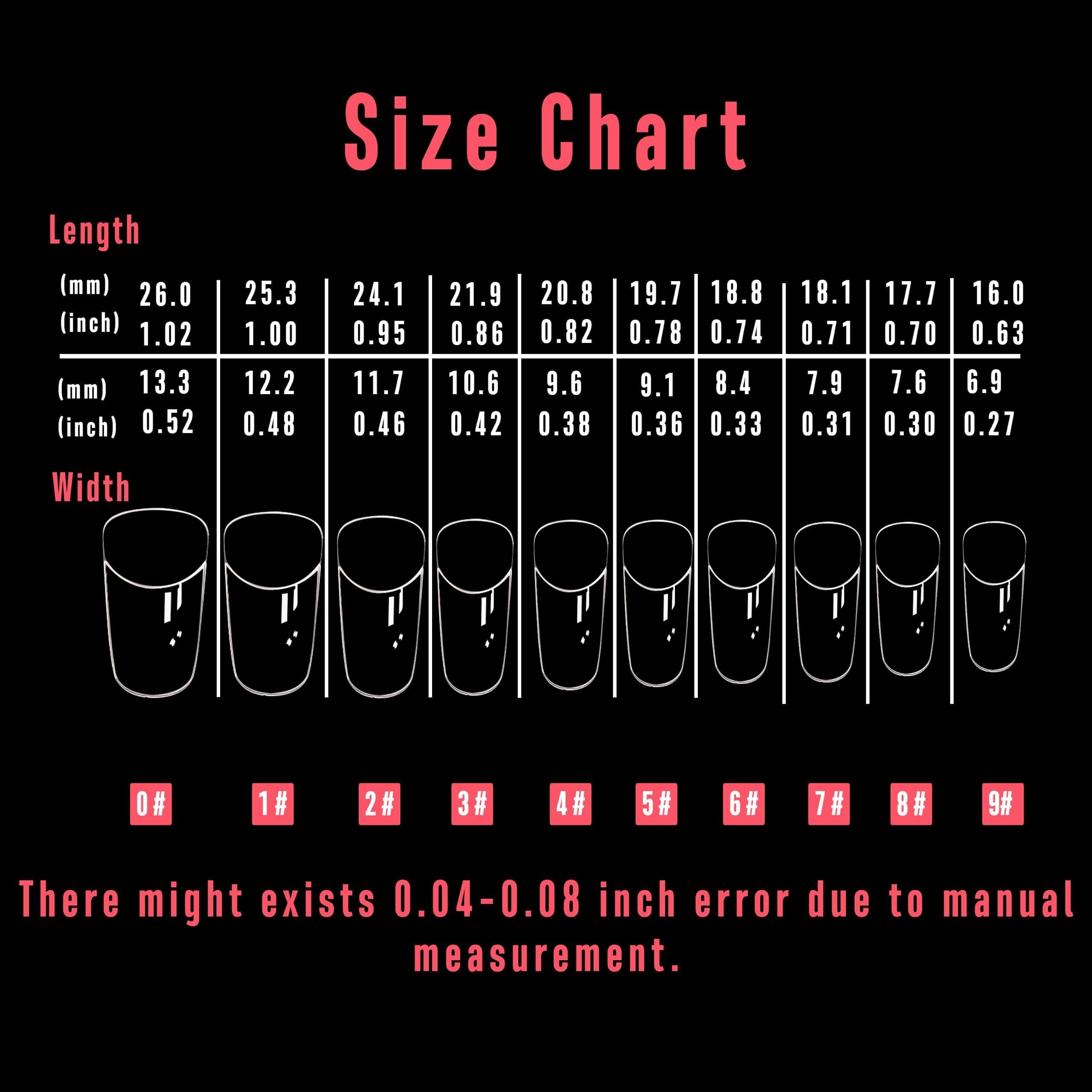 NOVO OVO size chart and pre-numbered tips for quick selection and accurate fit