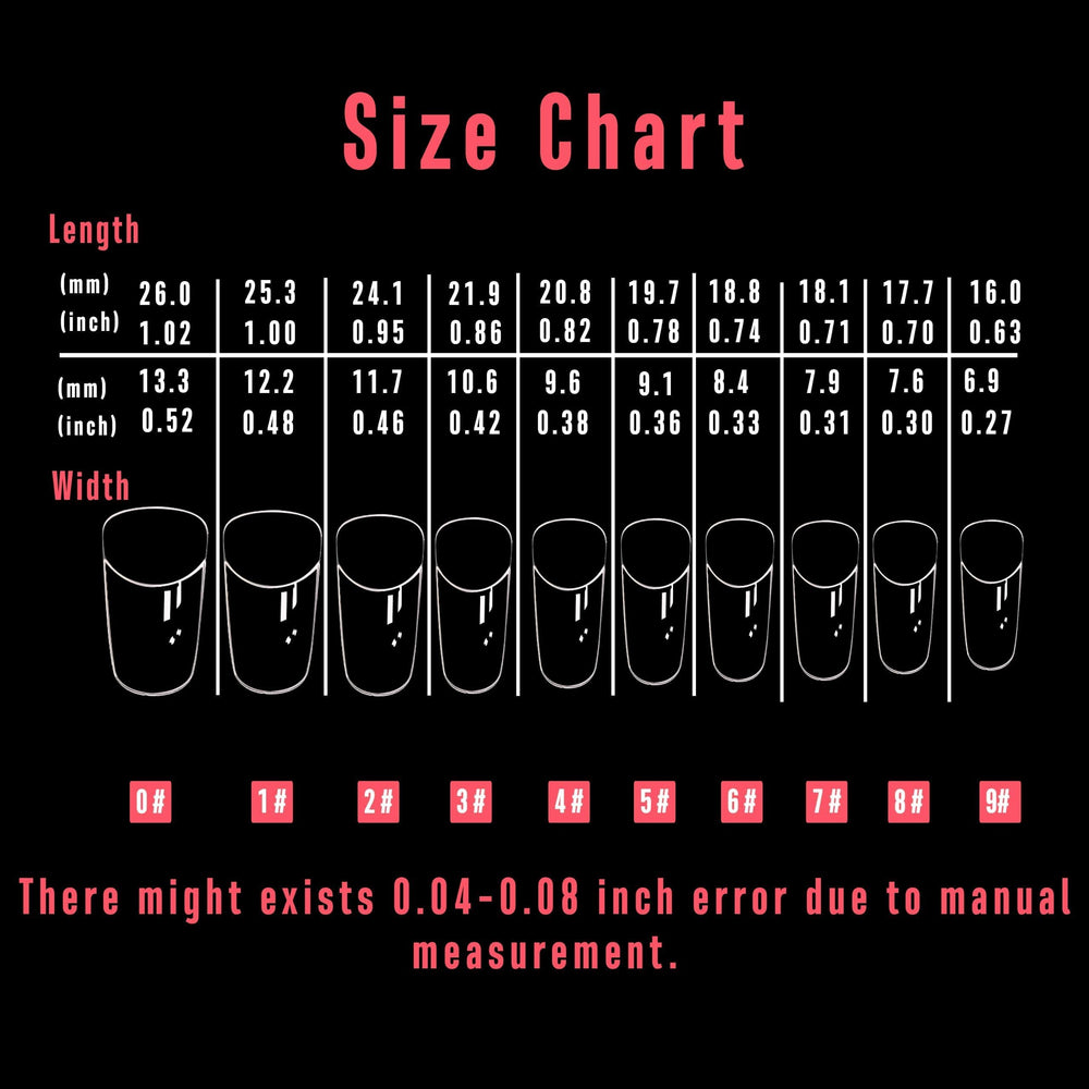 NOVO OVO size chart and pre-numbered tips for quick selection and accurate fit