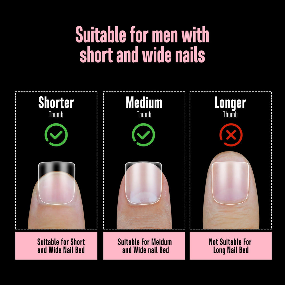 NOVO OVO tips applied on hands illustrating low-profile extra-short look and comfort