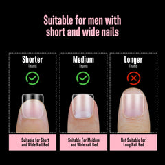 NOVO OVO tips applied on hands illustrating low-profile extra-short look and comfort
