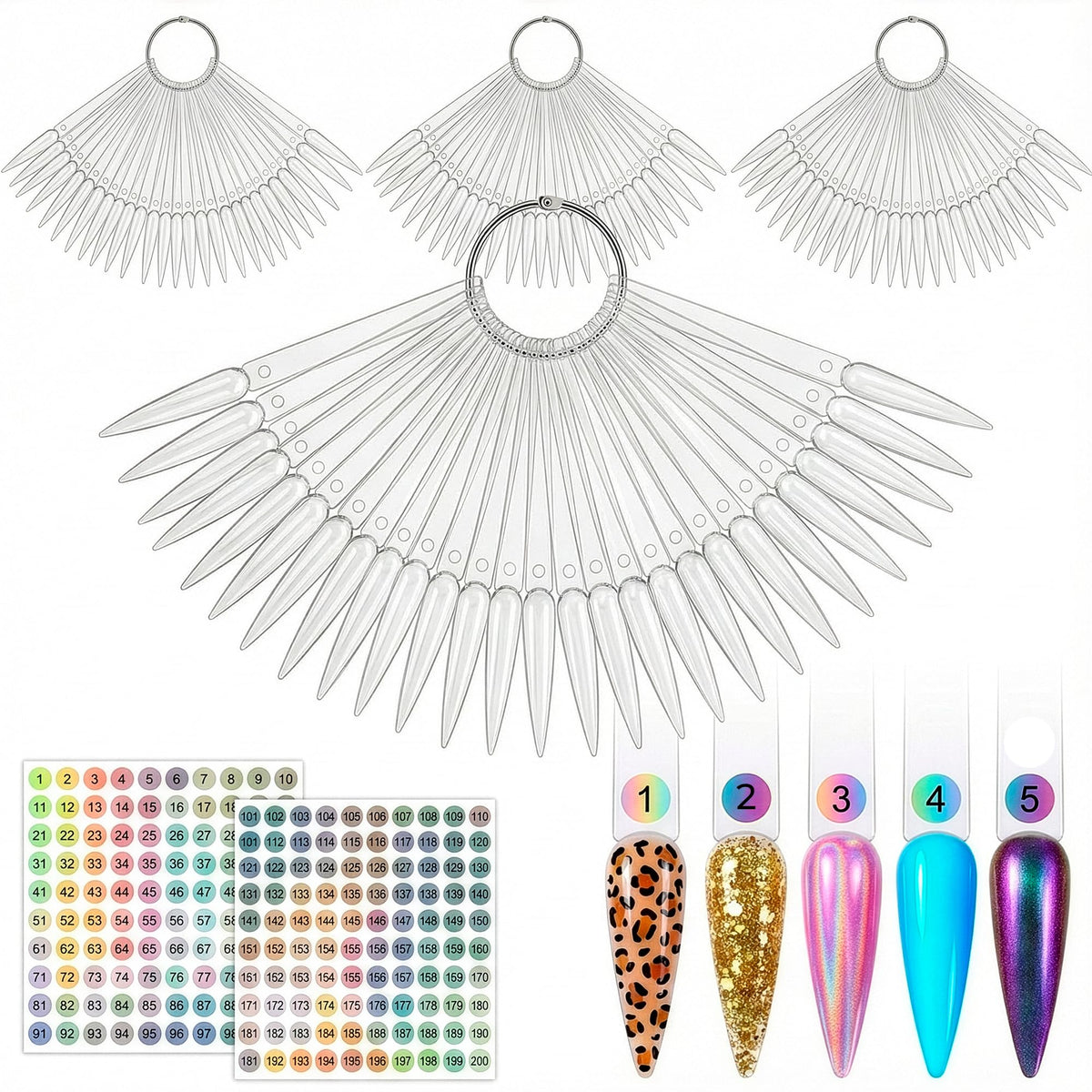 Novsix front view of stiletto swatch set for quick color selection