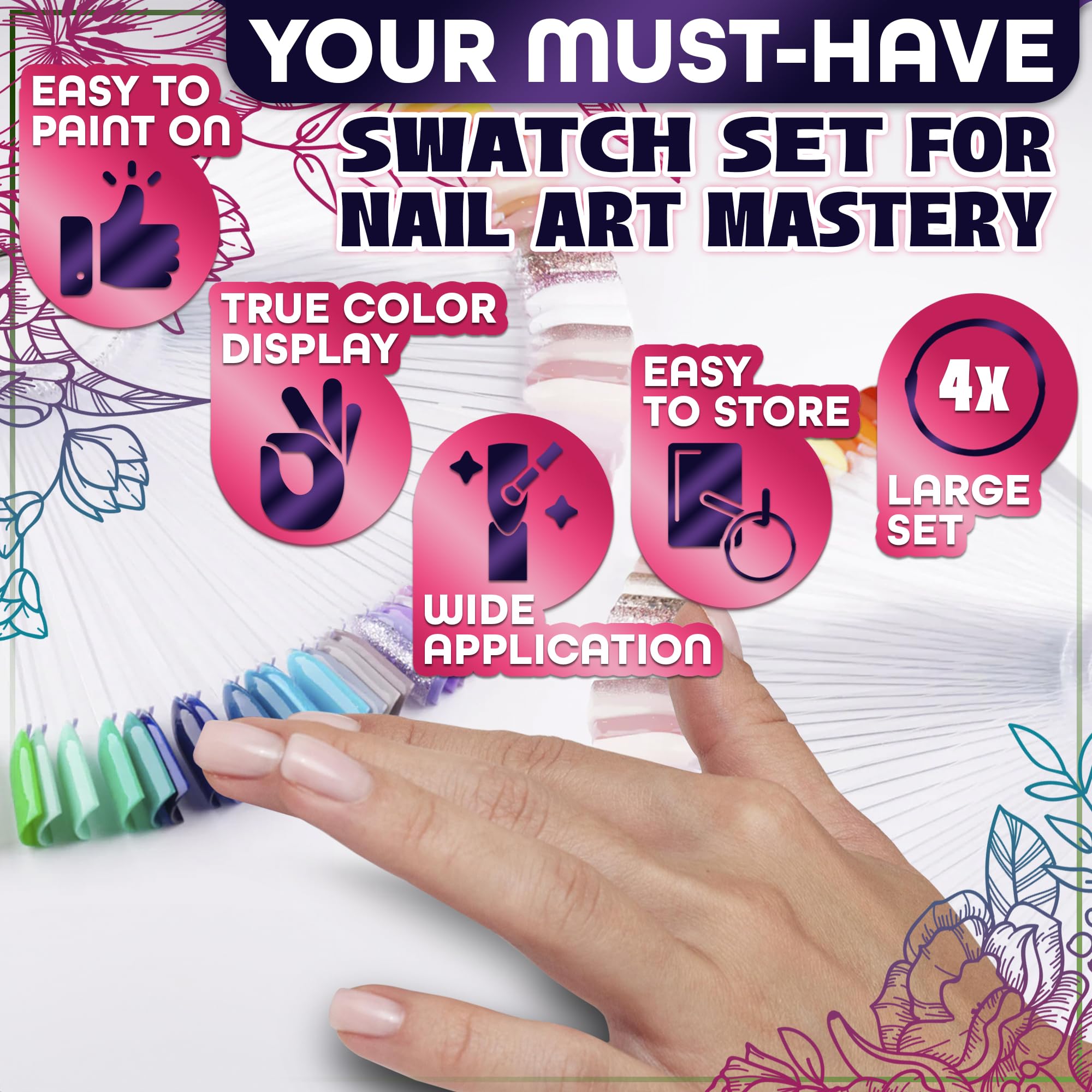Novsix swatch sticks in a salon hand demonstrating quick client consultation and color choice