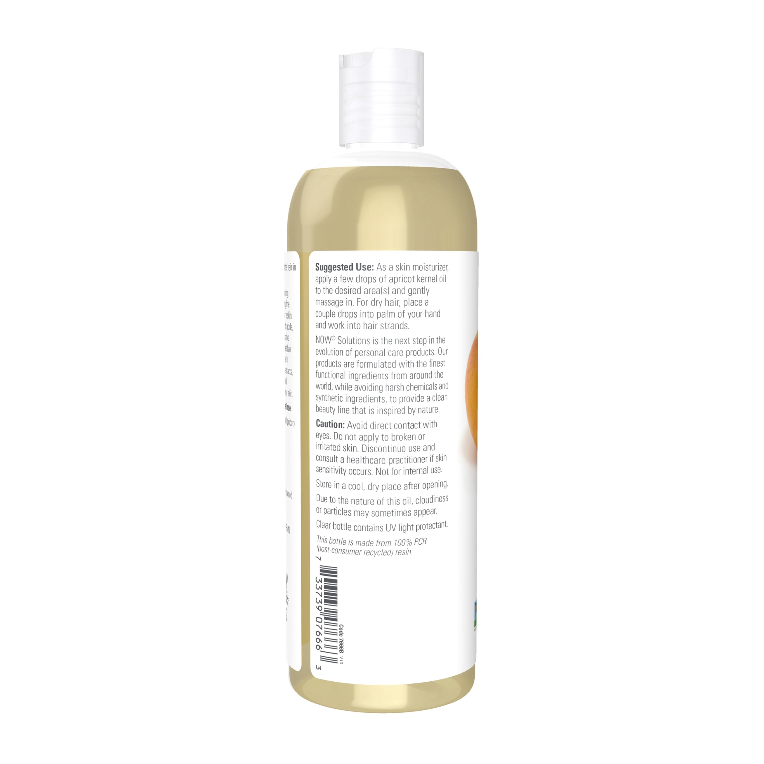 NOW Foods apricot oil pouring drop to demonstrate easy dispensing and controlled use