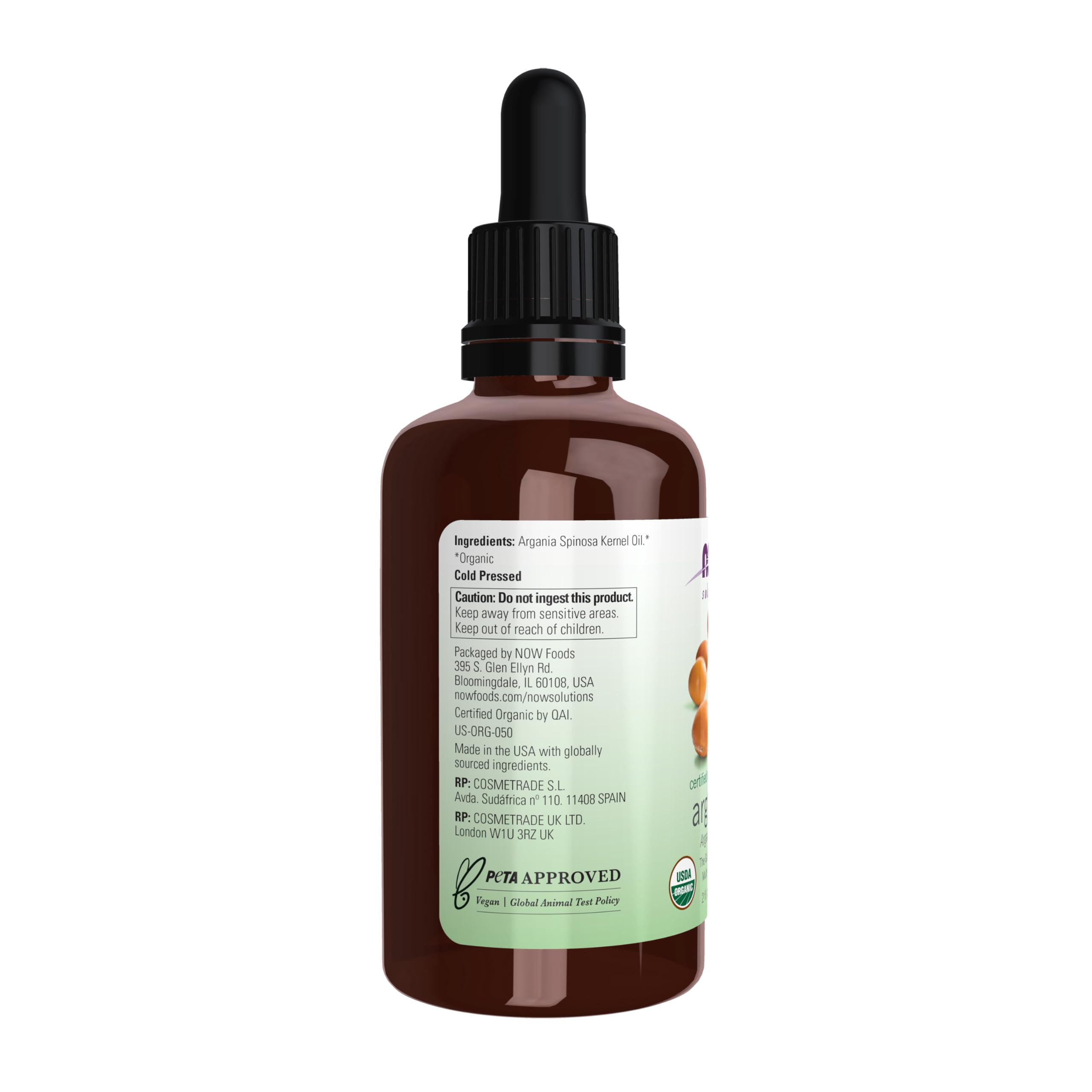 NOW Foods oil drop texture on hand demonstrating lightweight absorption benefit