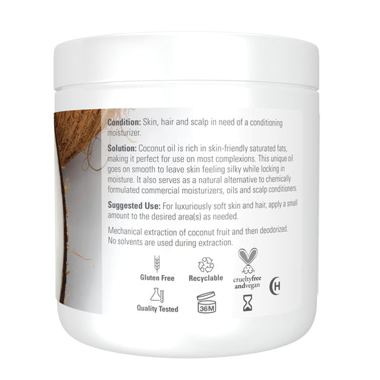 NOW Foods coconut oil close-up texture illustrating smooth application