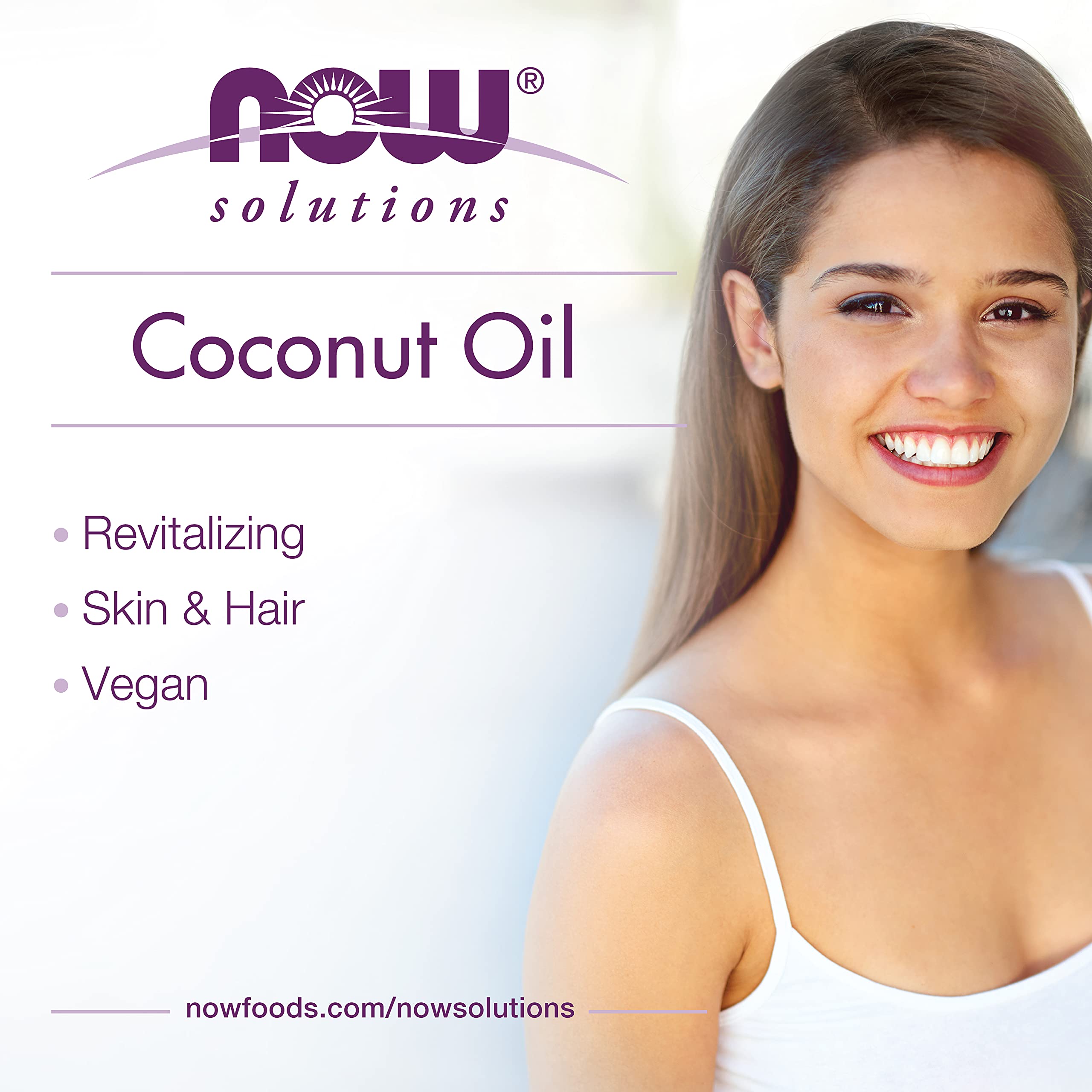 NOW Foods coconut oil used as hair treatment to smooth ends