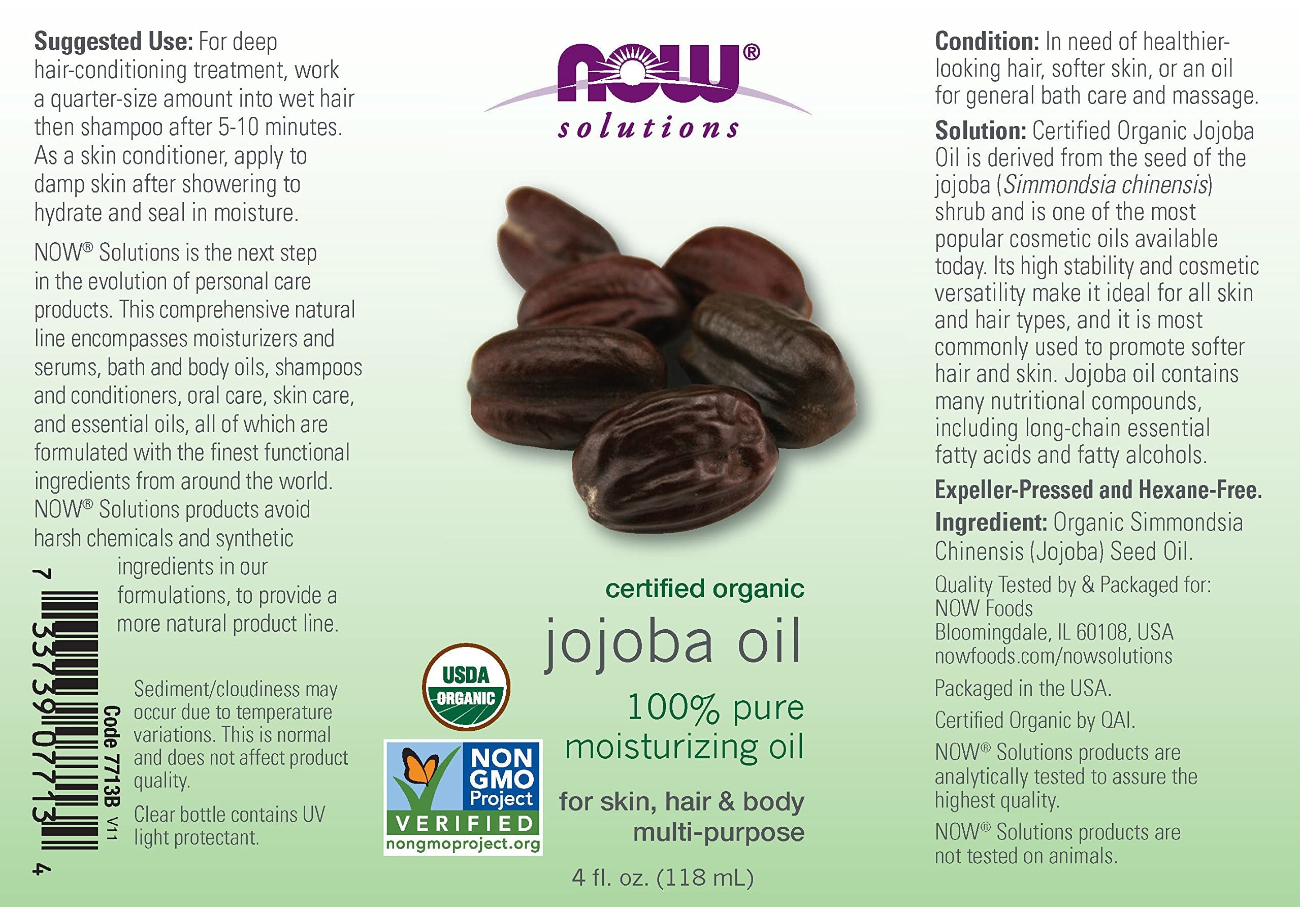 NOW Foods jojoba oil pouring close-up highlighting smooth texture and easy absorption