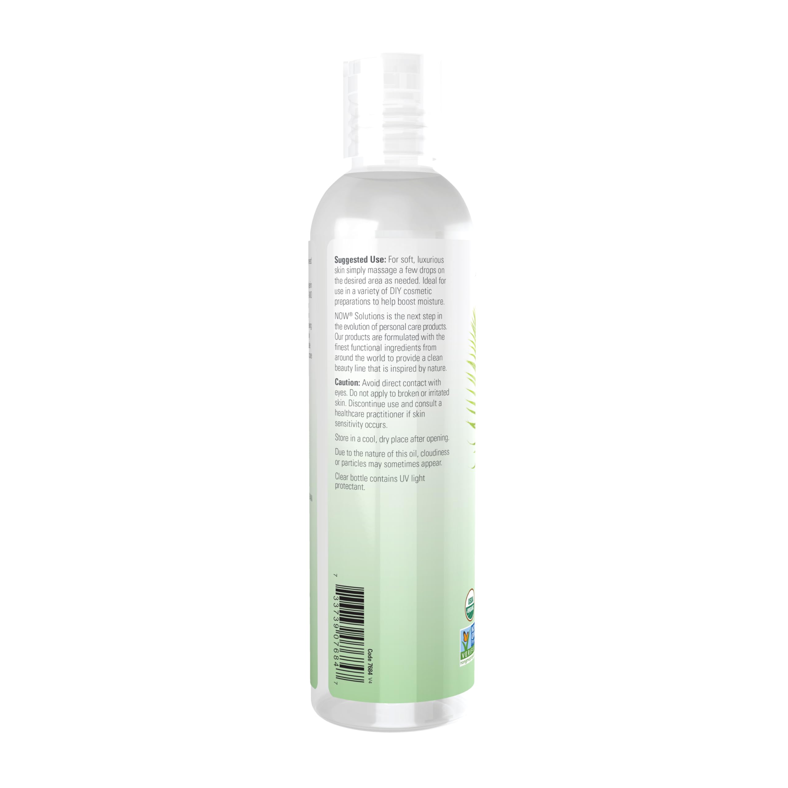 NOW Foods glycerin texture spread on palm showing moisturizing benefit