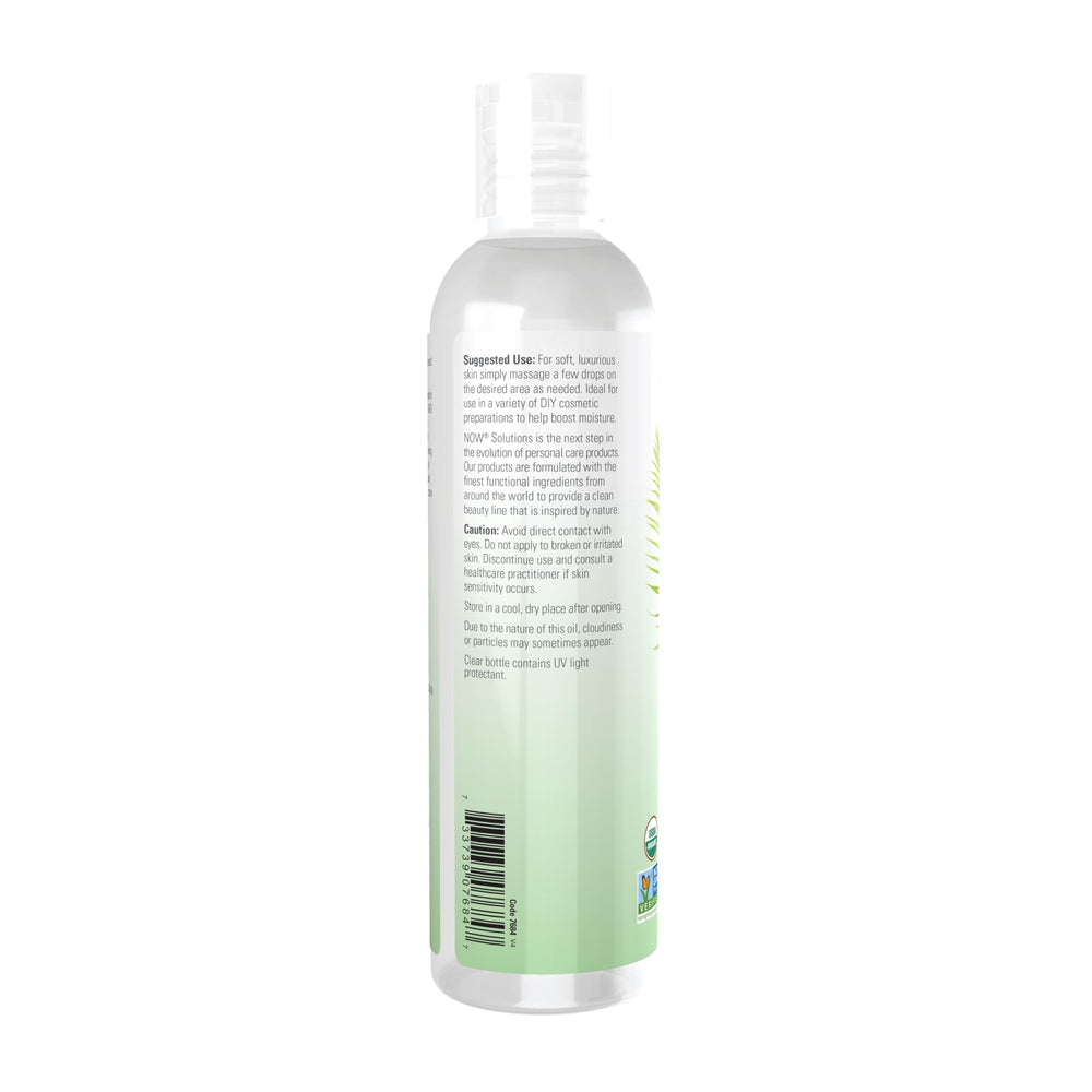 NOW Foods glycerin texture spread on palm showing moisturizing benefit