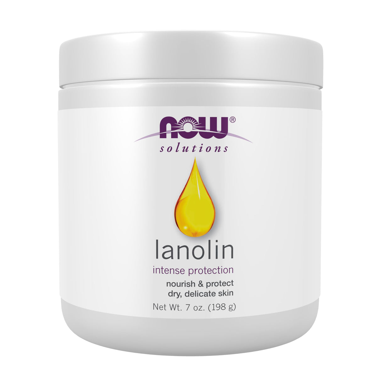 NOW Foods Pure Lanolin jar front view showing clean packaging and capacity benefit