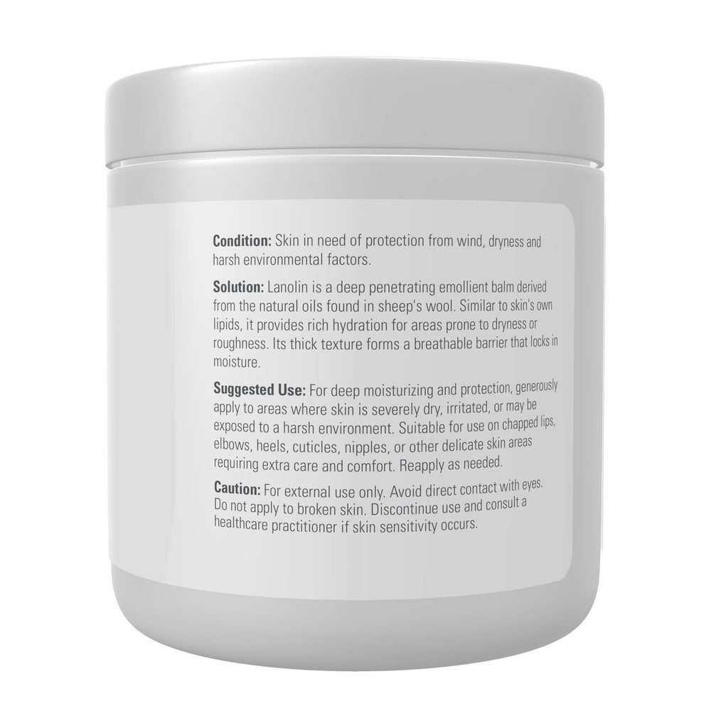 NOW Foods lanolin thick jelly texture close-up illustrating rich emollient feel