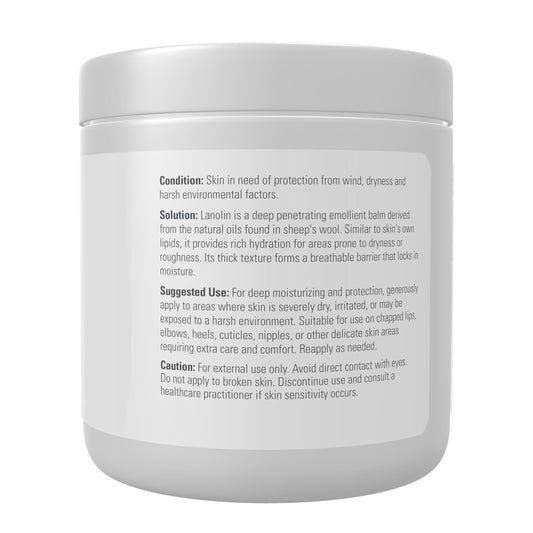 NOW Foods lanolin thick jelly texture close-up illustrating rich emollient feel