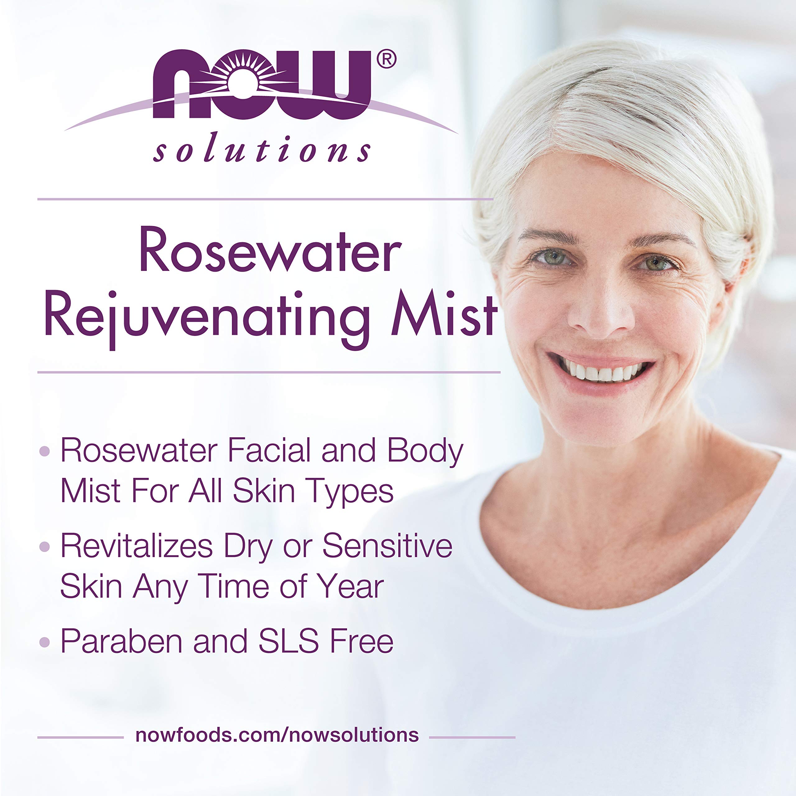 NOW Foods fine mist texture visible in air demonstrating lightweight hydration delivery